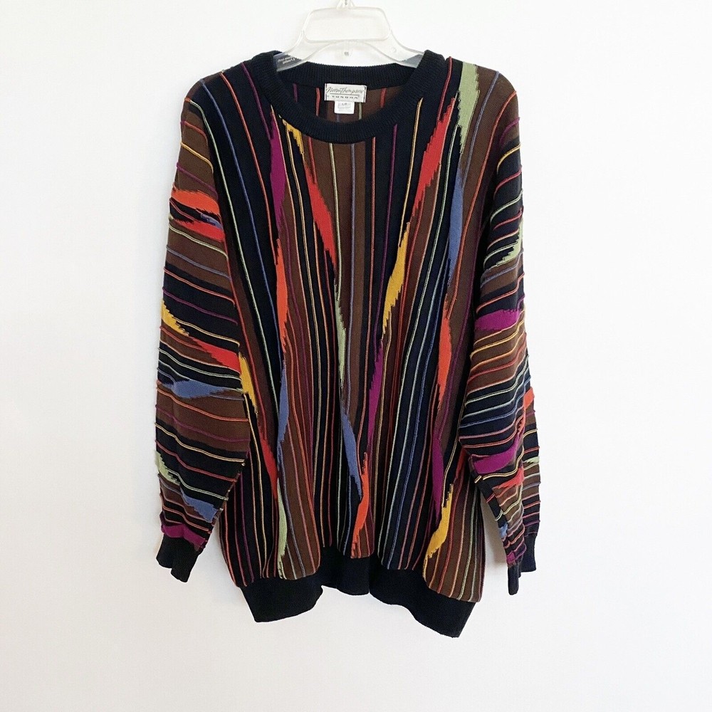 Norm Thompson Vintage Tundra Sweater, 3D Knit, Coogi, Cosby Style Sz Large